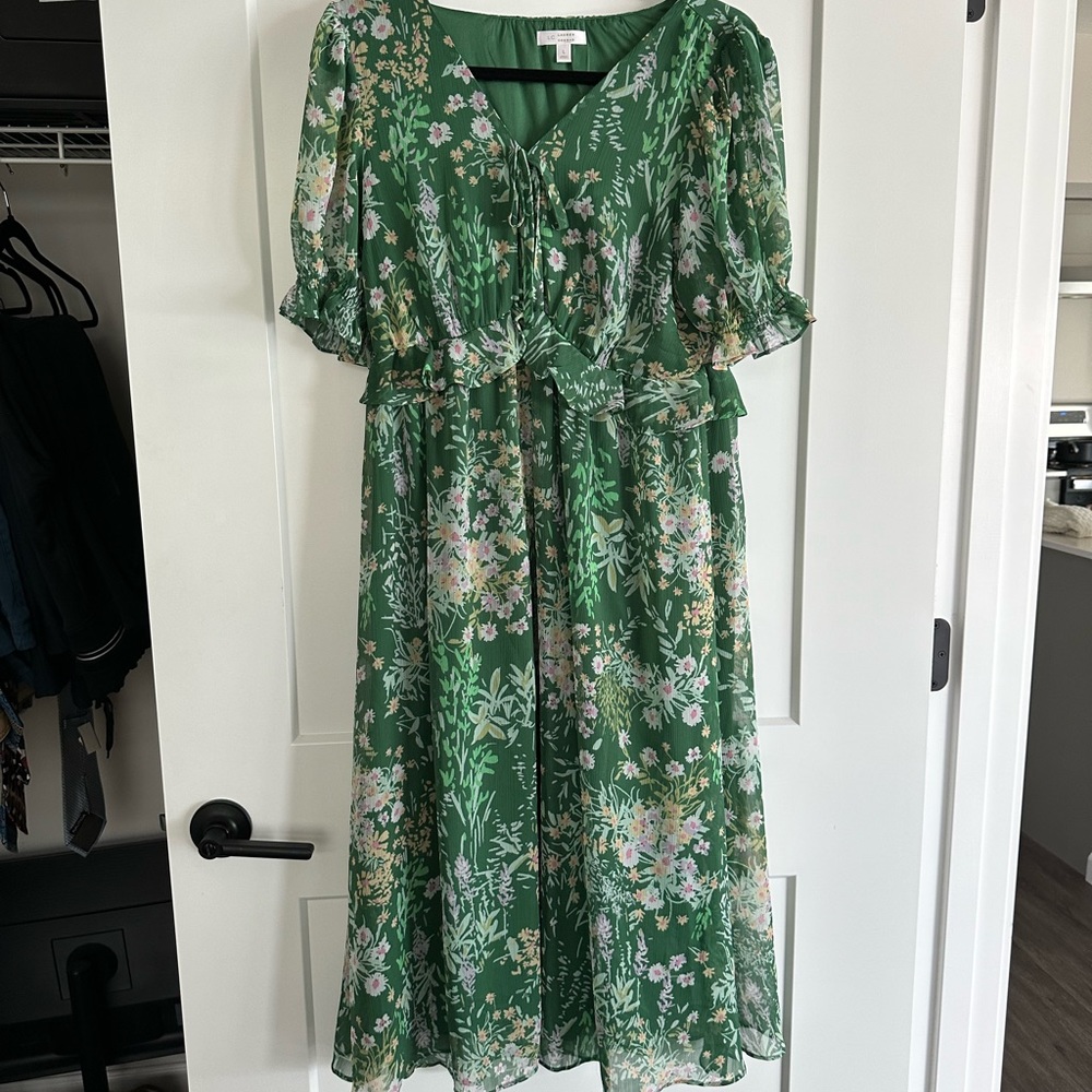 Lauren Conrad L floral ruffle midi dress bell sleeve